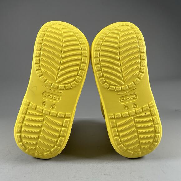 Crocs Classic Crush Women’s Size 6 Yellow Rubber Rain Boots Casual Pull On EUC - Picture 4 of 9